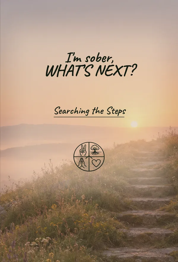 Cover of Searching the Steps, stone steps leading up toward a sunrise